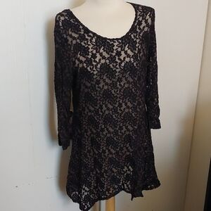 Tianello Black Lace Mini Dress